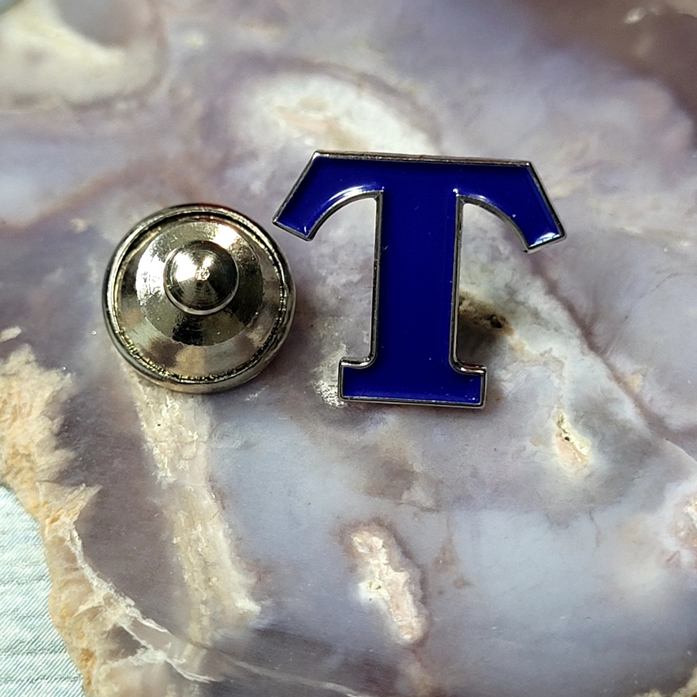 Blue T-Shaped Lapel Pin